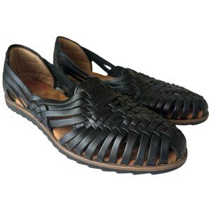 Comfortiva Shoe Womens 8 Black Leather Rainer Flat Slip On Pillow Top Comfort